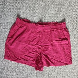 LOFT Hot Pink Linen Blend Pull On Shorts With Pockets XL 3.75" Inseam